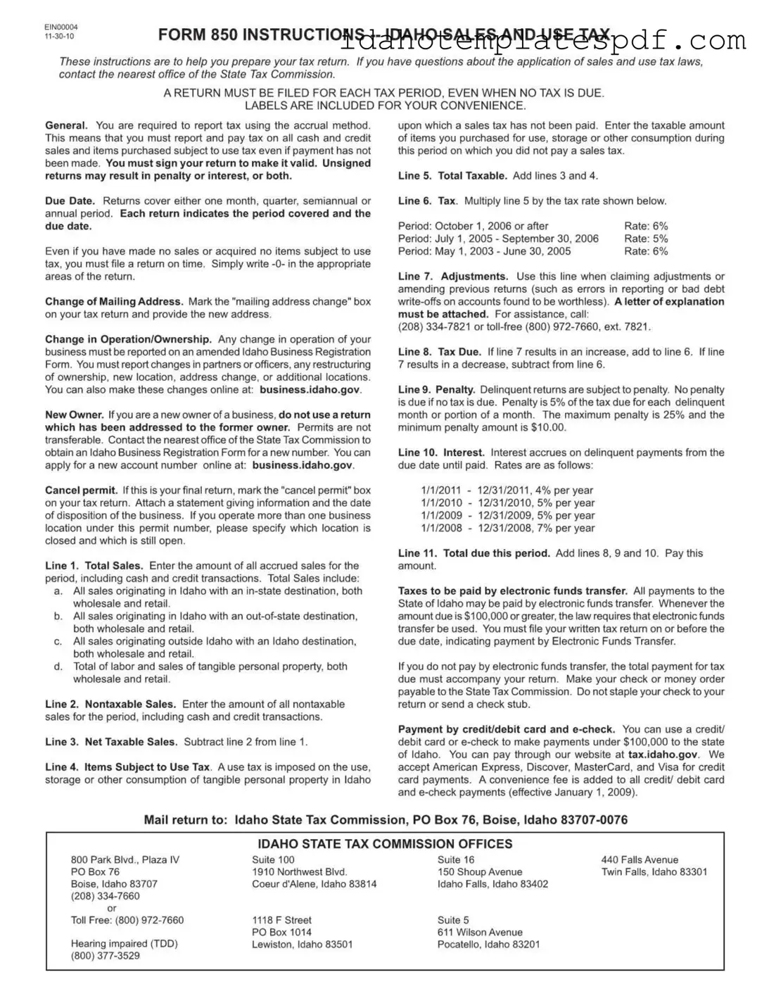 Idaho 850 Template