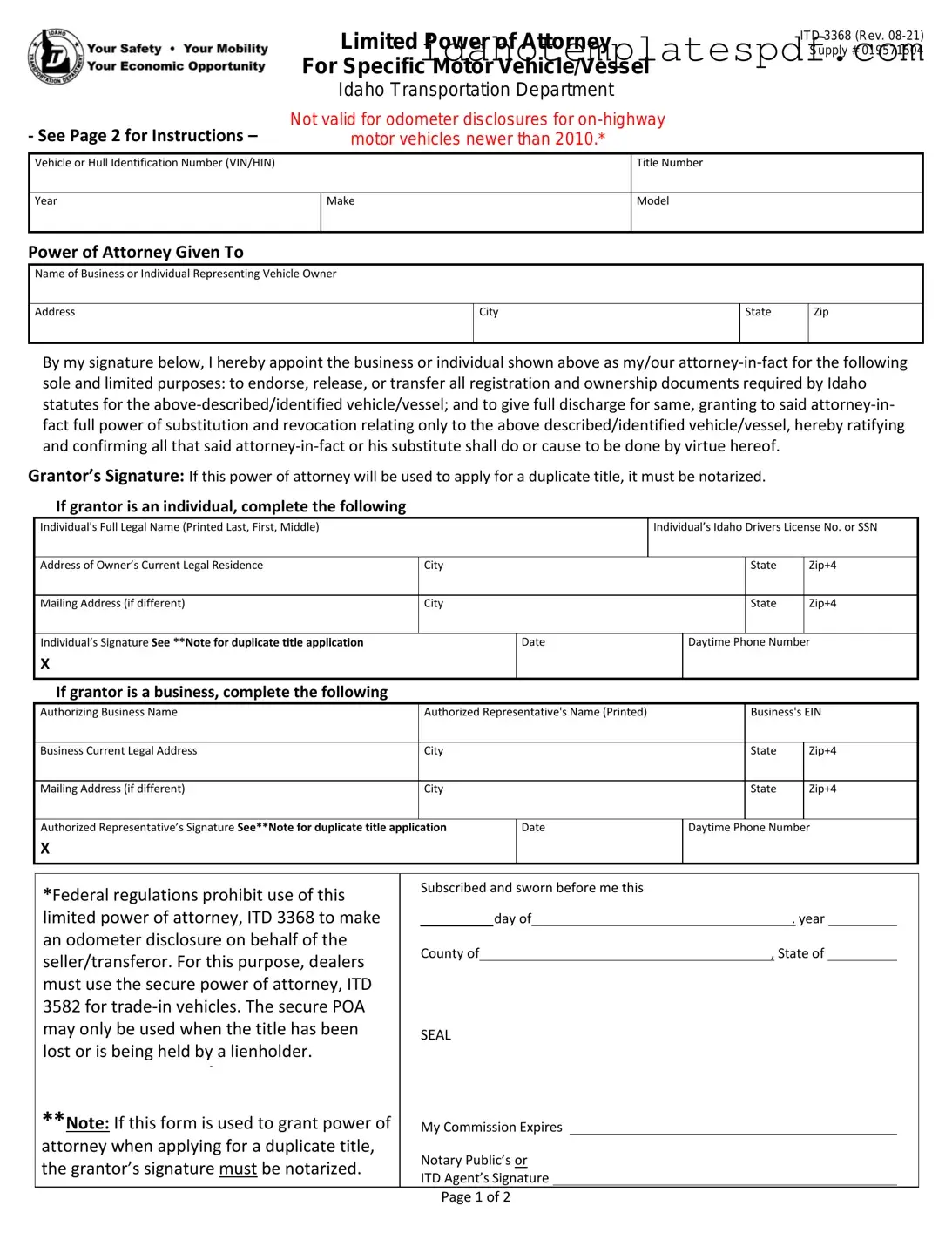 Idaho Itd Template