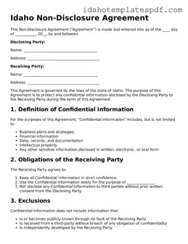 Non-disclosure Agreement Document for Idaho State
