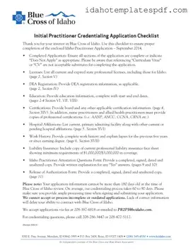 Idaho Practitioner Application Template